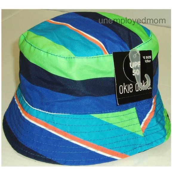 Okie Dokie Other - Toddler Stripe Blue Green Bucket Hat Sun Summer